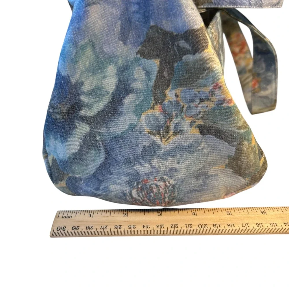 Margaret Smith‎ Floral Watercolor Canvas Zip Tote Bag Gardiner Maine Vtg 70s-80s